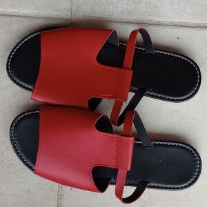 Red black sandals!